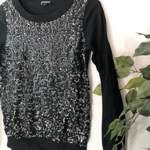 Express Sequin Front Sweater - Picture 2 of 8